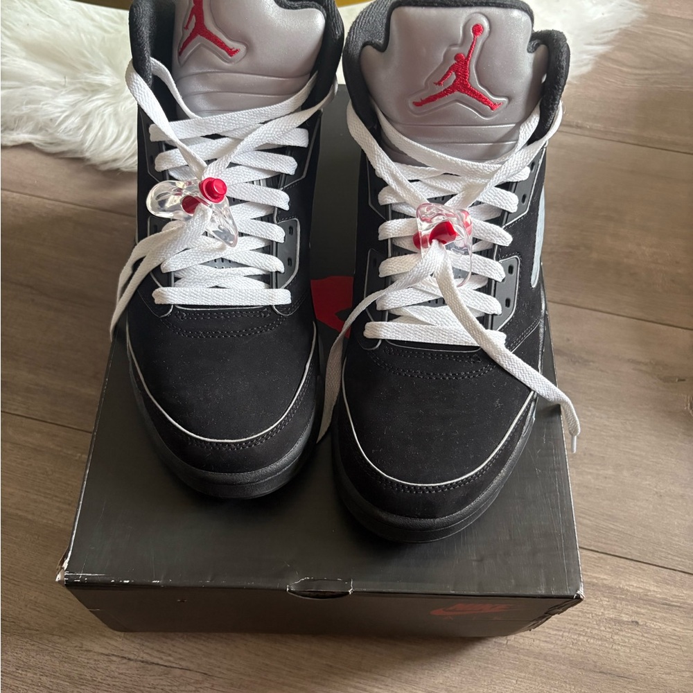 Jordan Black and White Sneakers with Red Accents